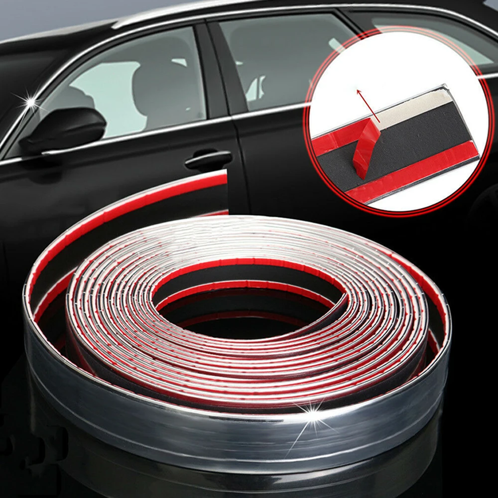 

1Pcs Universal Exterior Car Silver Chrome Adhesive Strip Trim Molding Styling Decoration No Rust Impact-Resistant 2.5m x 30mm