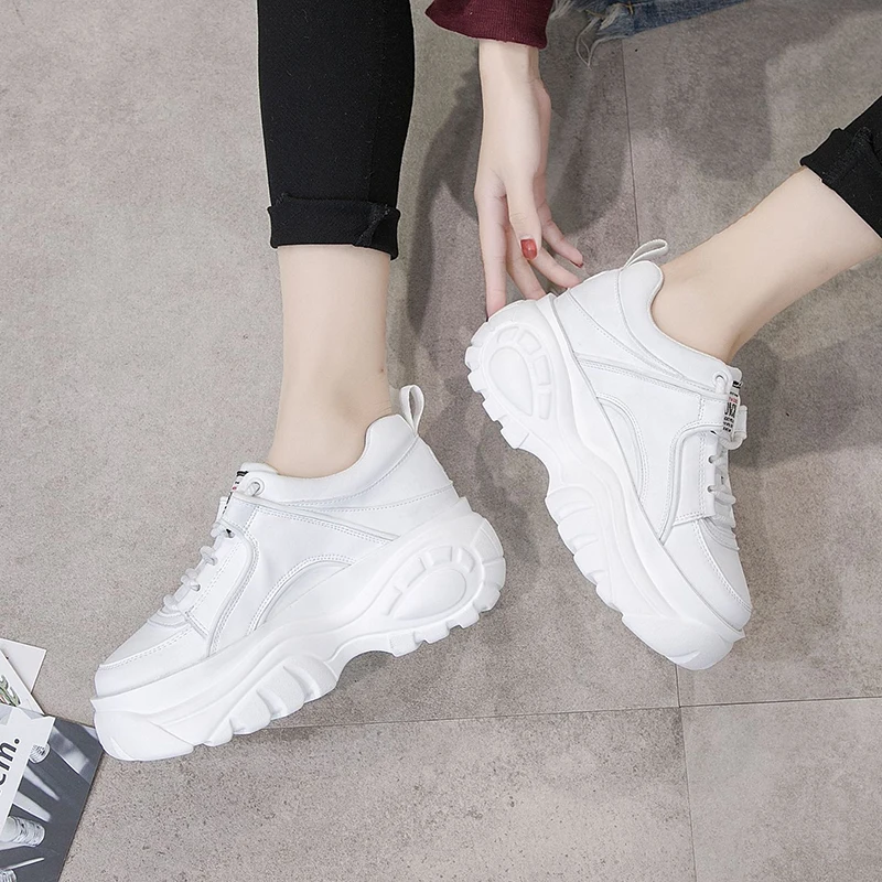 Woman Shoes High Platform Sneakers 2021 Spring Female Shoes Casual Black/White Sneakers For Women Breathable Woman Chunky Shoe