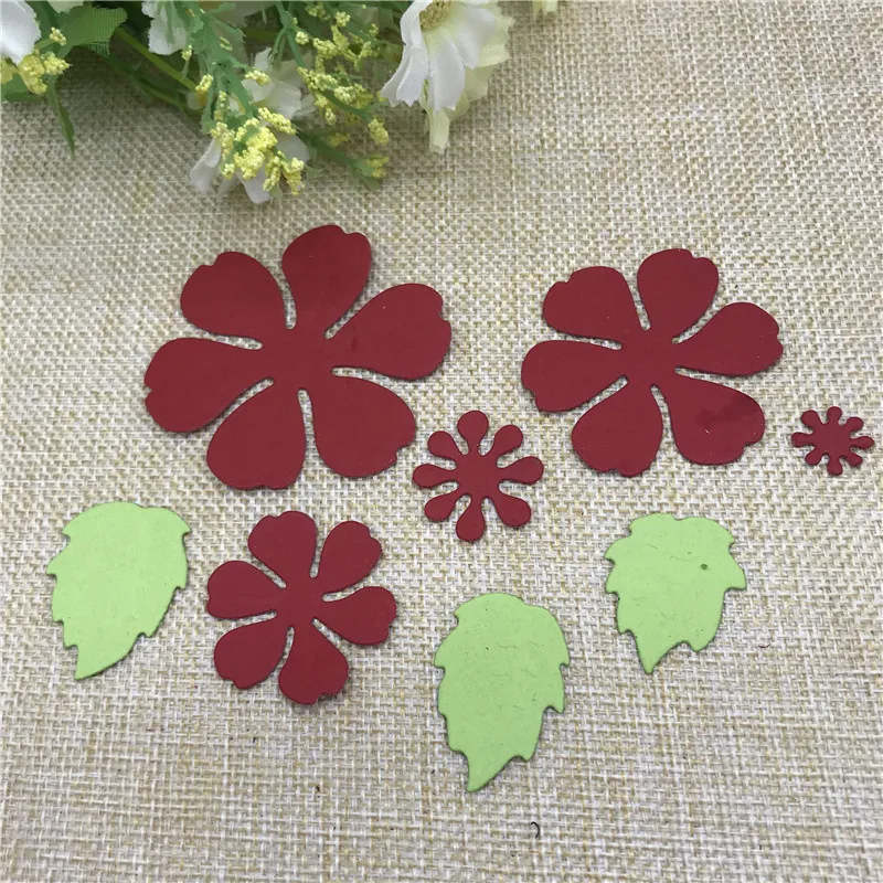 8pc flower metal cutting dies cut die mold Christmas flower leaves Scrapbook paper craft knife mould blade punch stencils dies