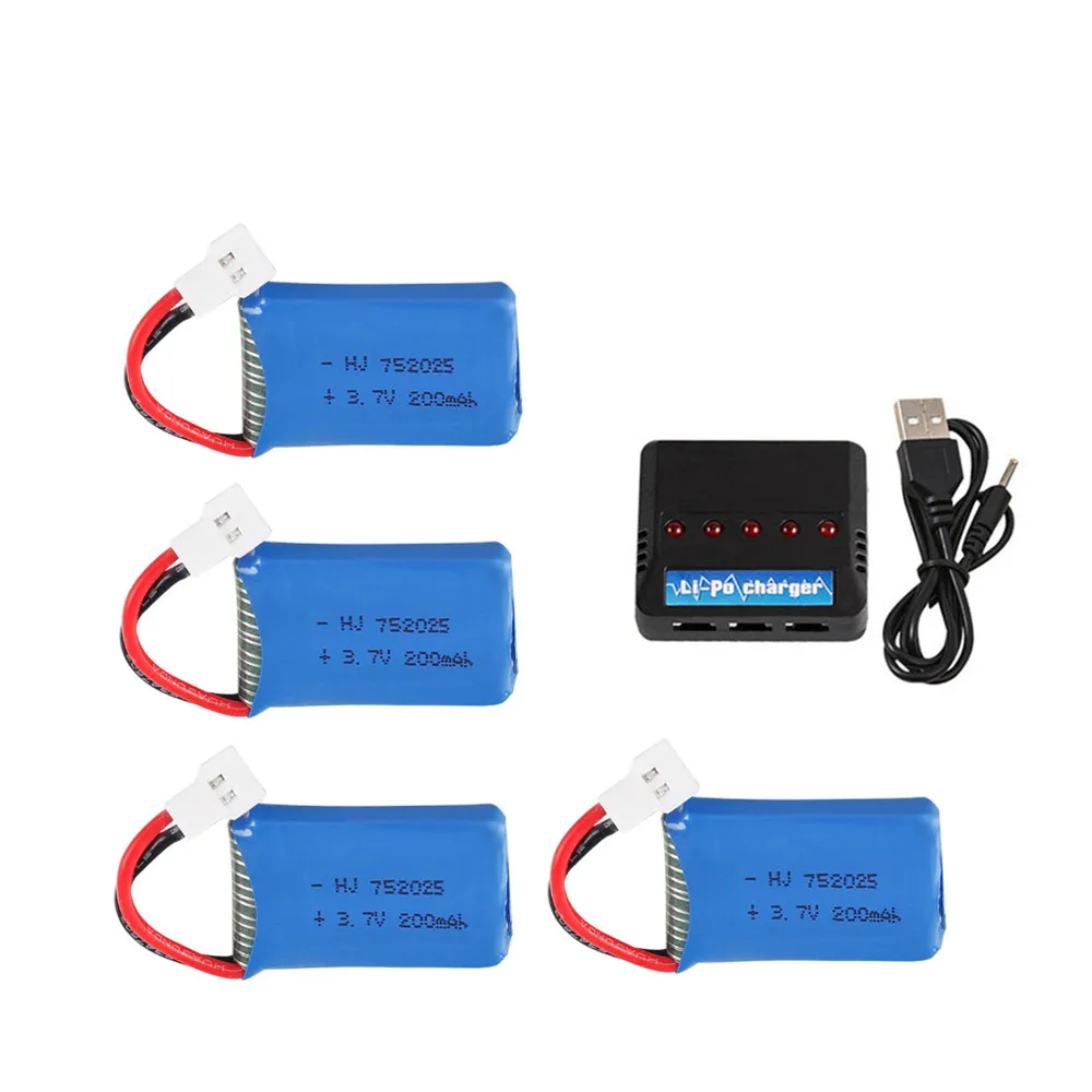 752025 battery For Syma X4 X11 X13 RC Drones 3.7V 200mah LiPo battery + 5 in1 charger for Syma X4 X11 X13