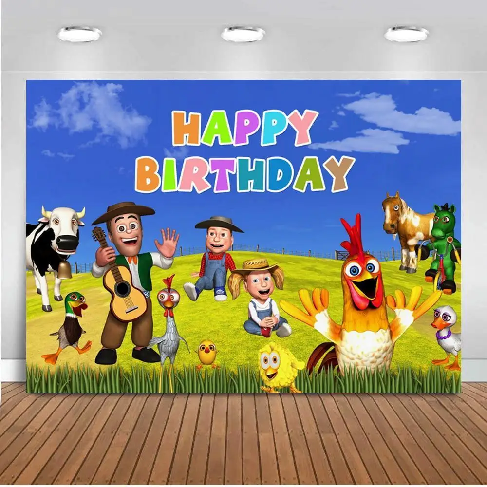 La Granja De Zenn Happy Birthday Backgrounds Party Decor Wall Boys Newborn Baby Shower Boda Farm Cartoon Photography Backdrops