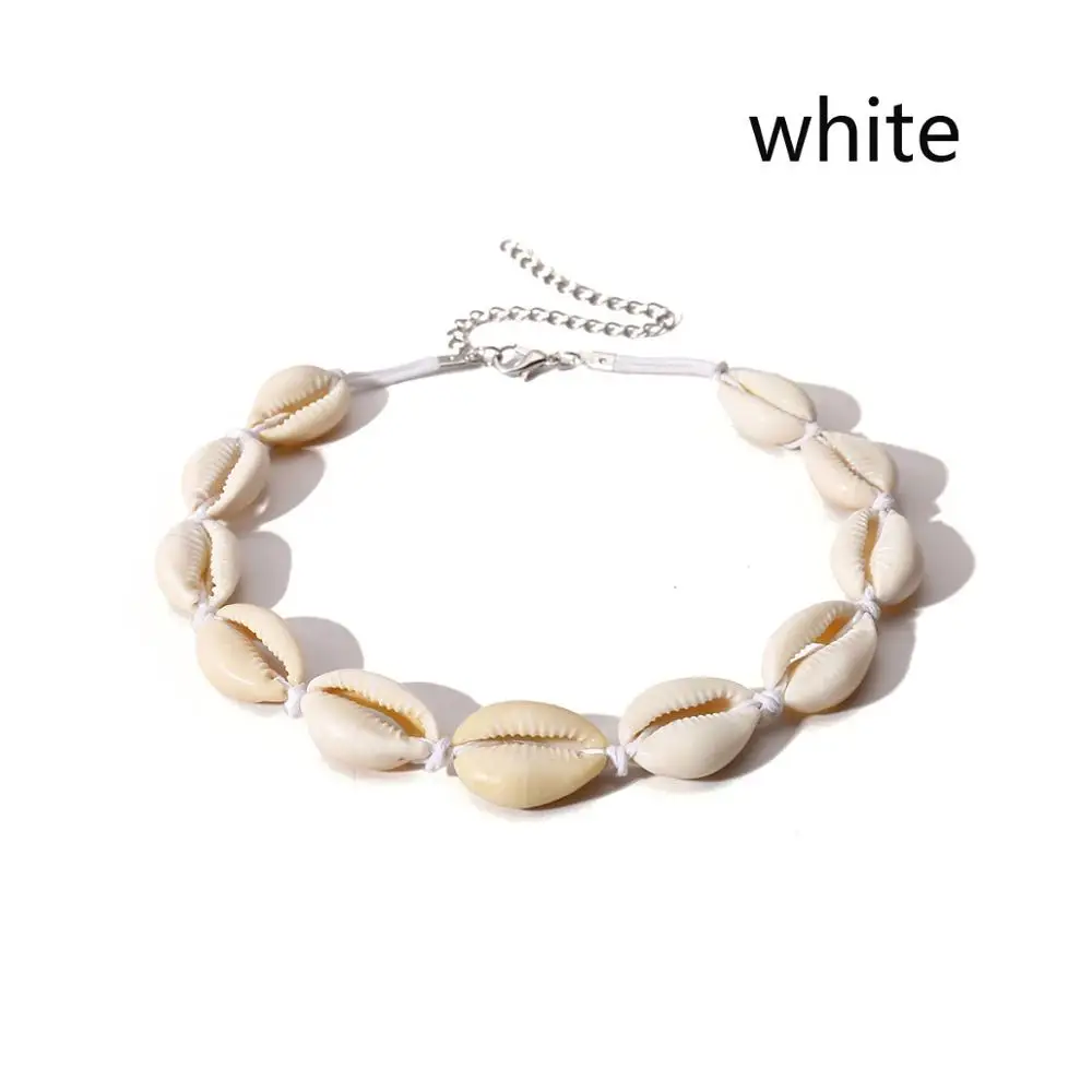 Natural Conch Seashell Necklace Women Jewelry Summer Beach Shell Choker Bohemian Rope Cowrie Beaded Necklaces Handmade Female