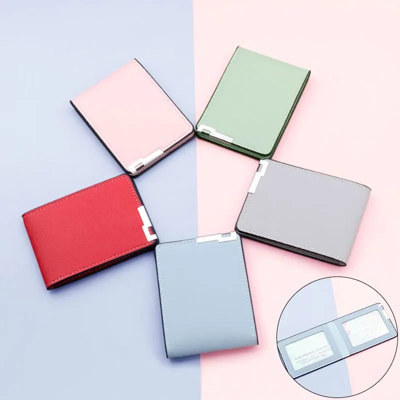 Textured Side Clip Card Case Solid Color Portable Driving License Leather Case For Women Men Protective Cover Card Case