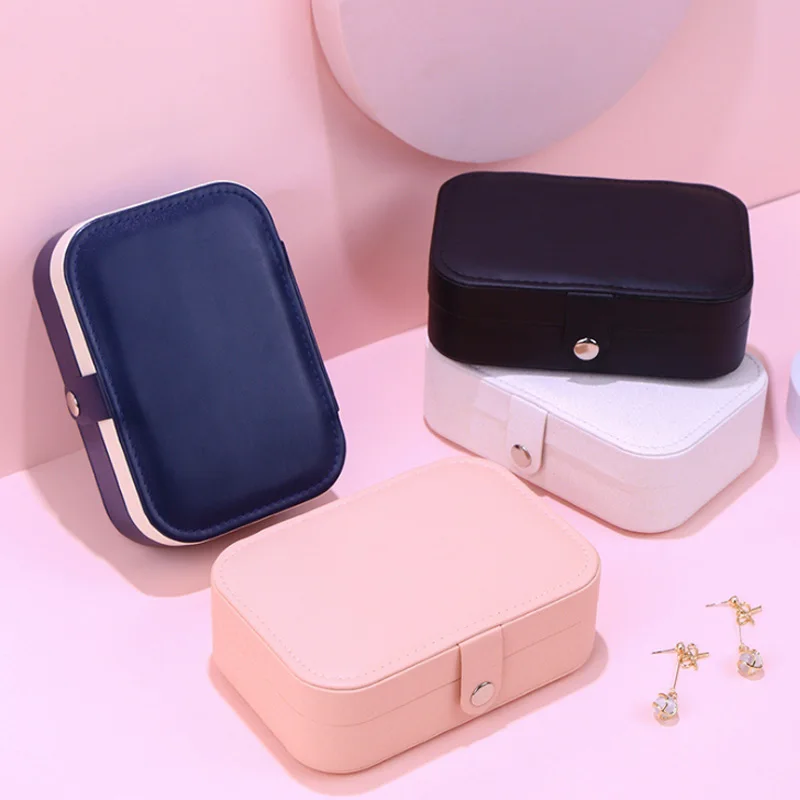 Travel Storage Box Earrings Ring Small Romantic PU 6Colors Women Casket Jewelry Box Wholesale Creative Portable