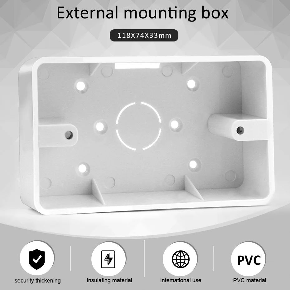 US Standard Wall Switch Socket External Mounting Box 118 Type Surface Mounted  White Switch Box Accessories 118mm PVC Material