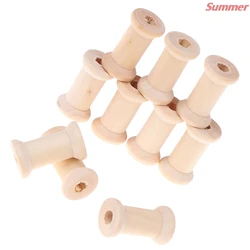 10Pcs Wooden Bobbins Spools Reels Vintage Style Organizer For Sewing Ribbons Twine Wood Crafts Tools Thread