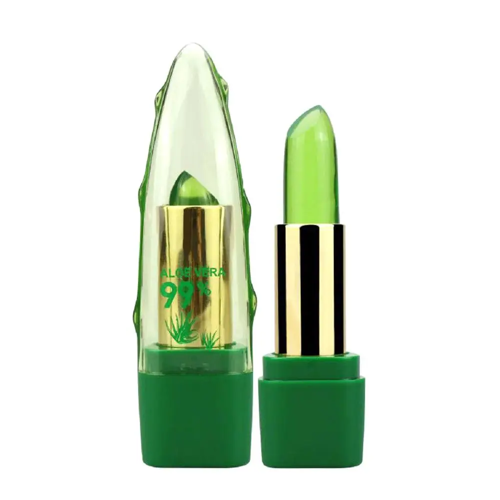 Lápiz labial orgánico de gelatina de Aloe Vera, Pintalabios que cambia de Color, maquillaje de labios de planta Natural