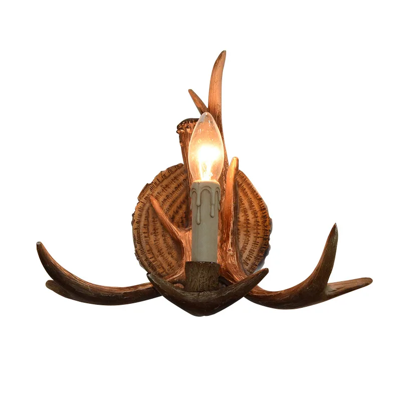 antler art wall lamp for parlor study corridor candeeiro decorativo restaurante cafe bar iluminacao de parede 01