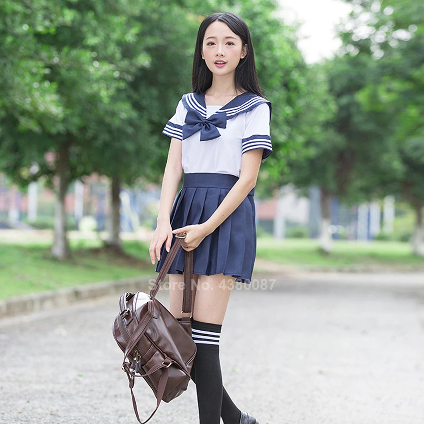 Uniformes escolares de estilo japonés para niñas, traje azul marino Sexy JK, blusa de marinero, conjunto de Falda plisada