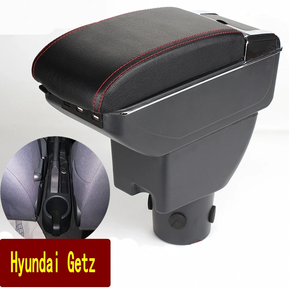 For Hyundai Getz Center console Arm Rest Armrest Box USB Charging heighten Double layer central Store content cup holder ashtray