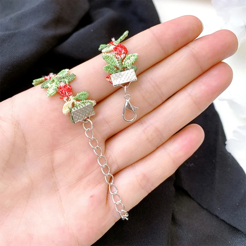 Fashion Pastoral Cloth Flower Pink Purple White Yellow Blue Elegant Chain On Neck Choker Necklace For Women Girls