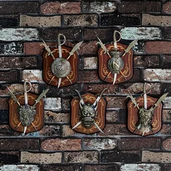 Medieval Roman Shield Sword Wall Decor Antique Iron Art Decoration Personality Mural Bar Retro Nordic Decoration Ornament Crafts