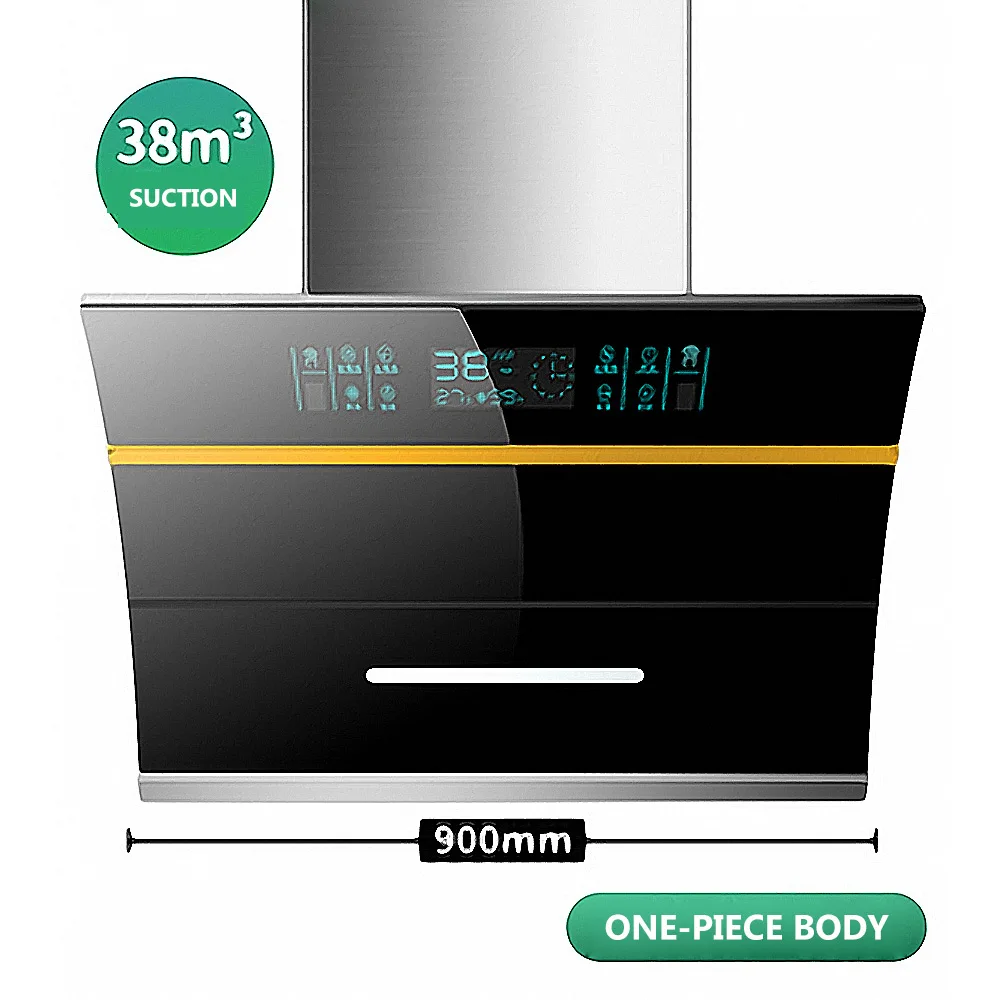 ดูดขนาดใหญ่ช่วง Hood ติดผนังดูดด้านข้างสำหรับห้องครัว Deep ฝาครอบประเภทห้องครัว Touch Lampblack