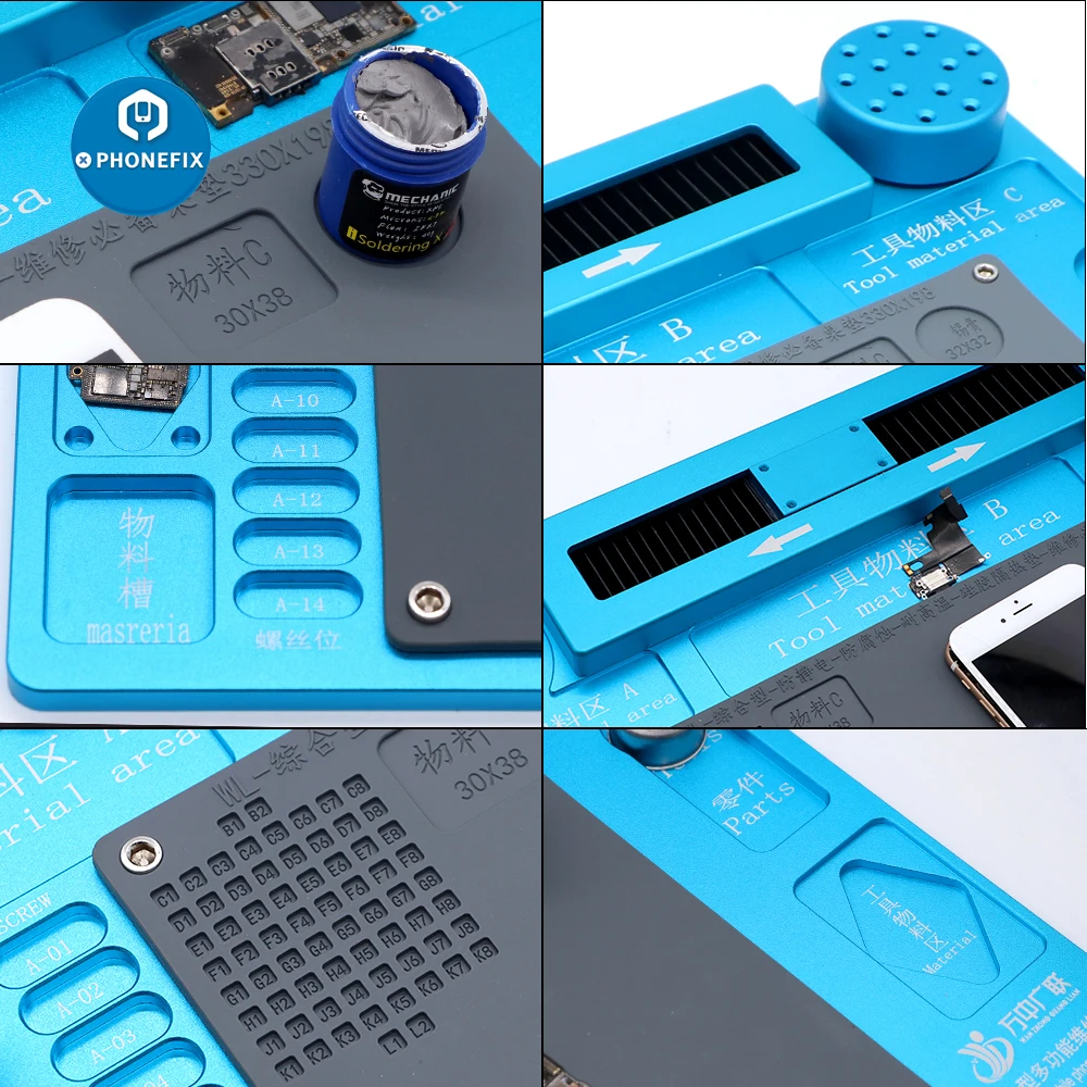 WL Aluminum Alloy Microscope Pad Soldering Platform Microscope Stages Stand Fixed Base High Temperature Pad for Phone PCB Solder