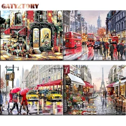 DIY Painting By Numbers Acrylic Kits Paris Street Landscape Painting On Number Adults  Frames For Pictures Home Decoration