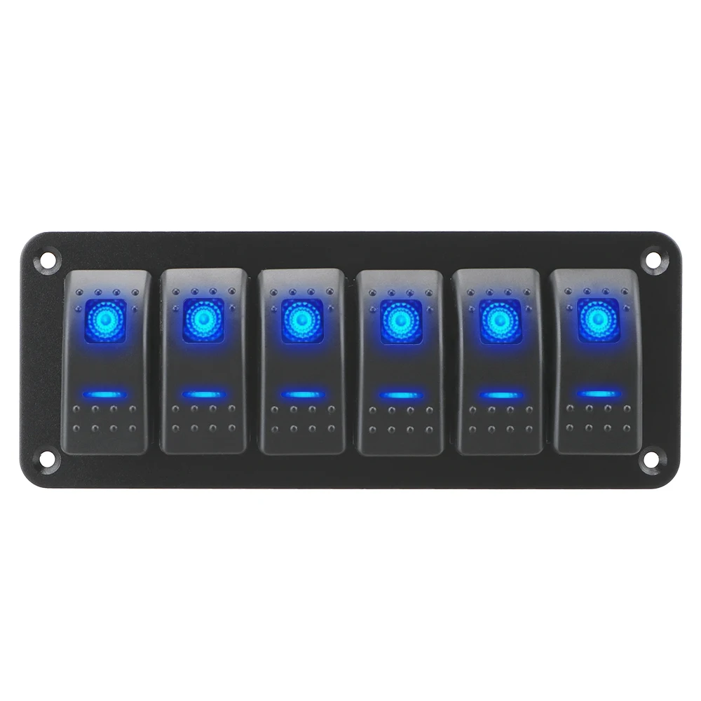 12/24V 6 Gang Double Light Switch LED Toggle Switch Panel Waterproof for Marine Boat Caravan RV ON-OFF Rocker Switch Panel