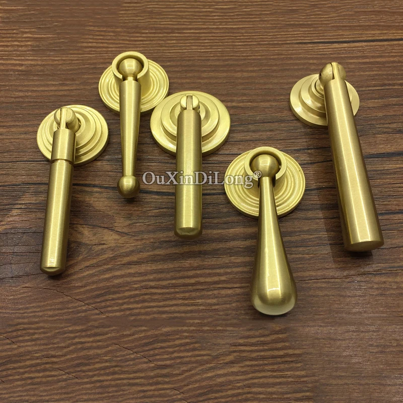 Retro Vintage 10PCS European Pure Brass Cabinet Pulls Cupboard Wardrobe Drawer Kitchen Cabinet Handles and Knobs Brass Tone