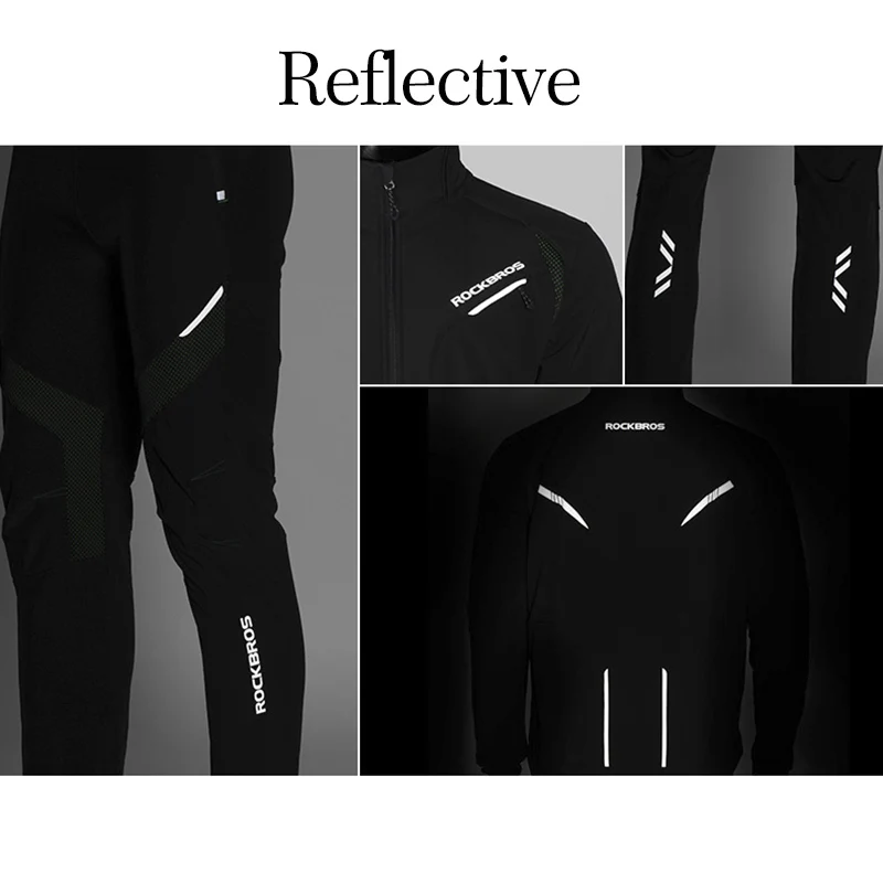 ROCKBROS Long sleeve Cycling Sets Winter Thermal Fleece Jersey Windproof Reflective Jacket Bicycle Sportswear Cycling Clothings