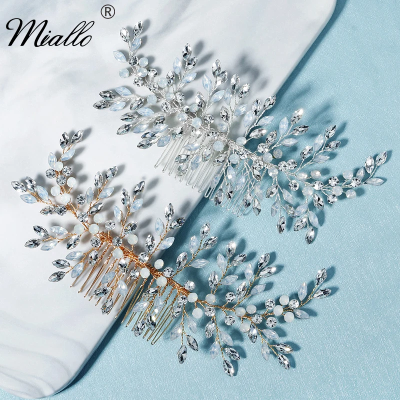 Miallo Handmade Crystal Hair Combs for Women Rhinestone Bridal Wedding Hair Accessories Jewelry Bride Headpiece Bridesmaid Gift