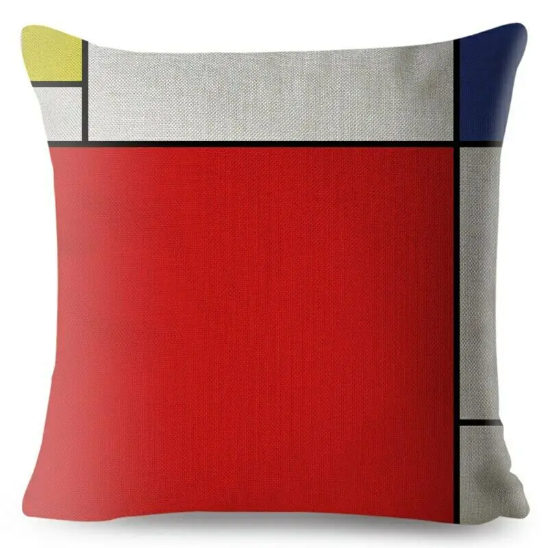 Mondrian Yellow Geometric Stitching Throw Pillow Cushion Covers Pillows Cases