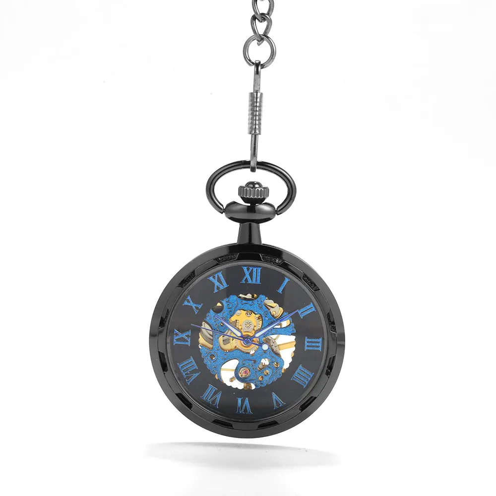 8936 Retro wheel blue scale Roman scale large pocket watch court creative gift value exquisite flip pocket watch