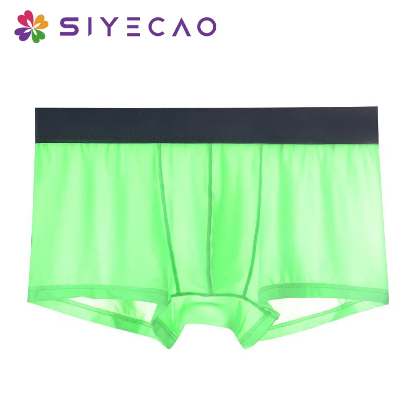 New Sexy Men Boxers Lingerie Panties Transparent Ultra-thin Mid-rise Men Underwear Solid Color Summer Seamless Men Boxer Shorts