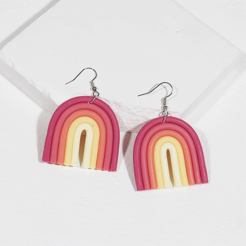 Pendientes de arcoíris para mujer, Color Multicolor a juego, pendientes de ante coreanos, regalo de San Valentín, pendientes de novia