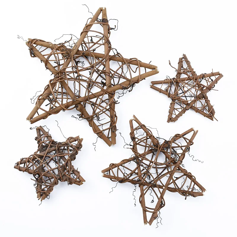 

10cm/20cm Dried Rattan Star Frame Artificial Flower Wedding Wreath Christmas Decoration For Home DIY Handmade Door Hanging Decor