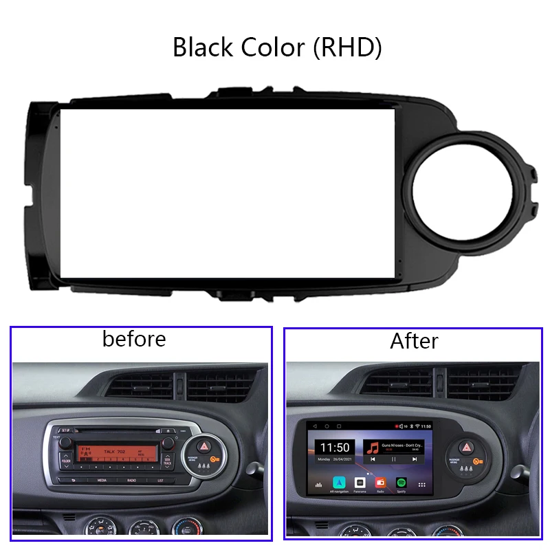 9 Inch Android Car Radio Frame Kit For Toyota Yaris 2012-2017 Auto Stereo Center Console Holder Fascia Trim Bezel Faceplate