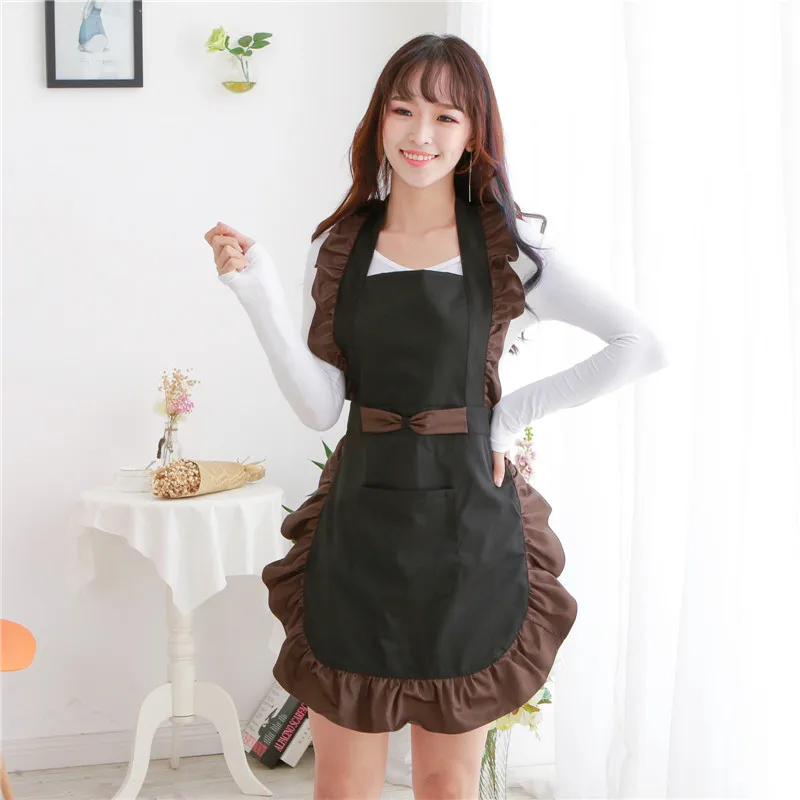 Korean Ruffles Aprons For Woman Lovely Coffee Milk Tea Shop Beauty Salon Flower Shop Bib Home Kitchen Apron Baking Accessories