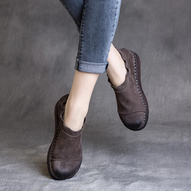 Donne Mocassini In Pelle Morbida Casual Scarpe Primavera Appartamenti Per Le Donne Retro Delle Donne del Cuoio Genuino Appartamenti Slip On Pigri