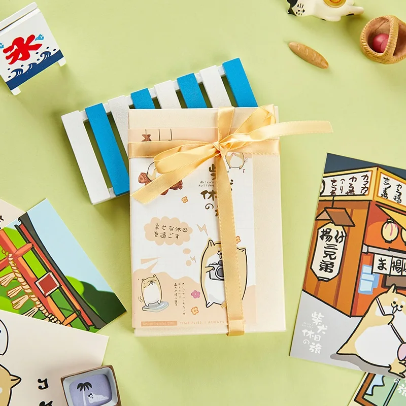 30 Teile/satz Akita der Urlaub Reise Papier Postkarte DIY Cartoon Grußkarten Nachricht Karte Weihnachten und Neujahr Geschenk