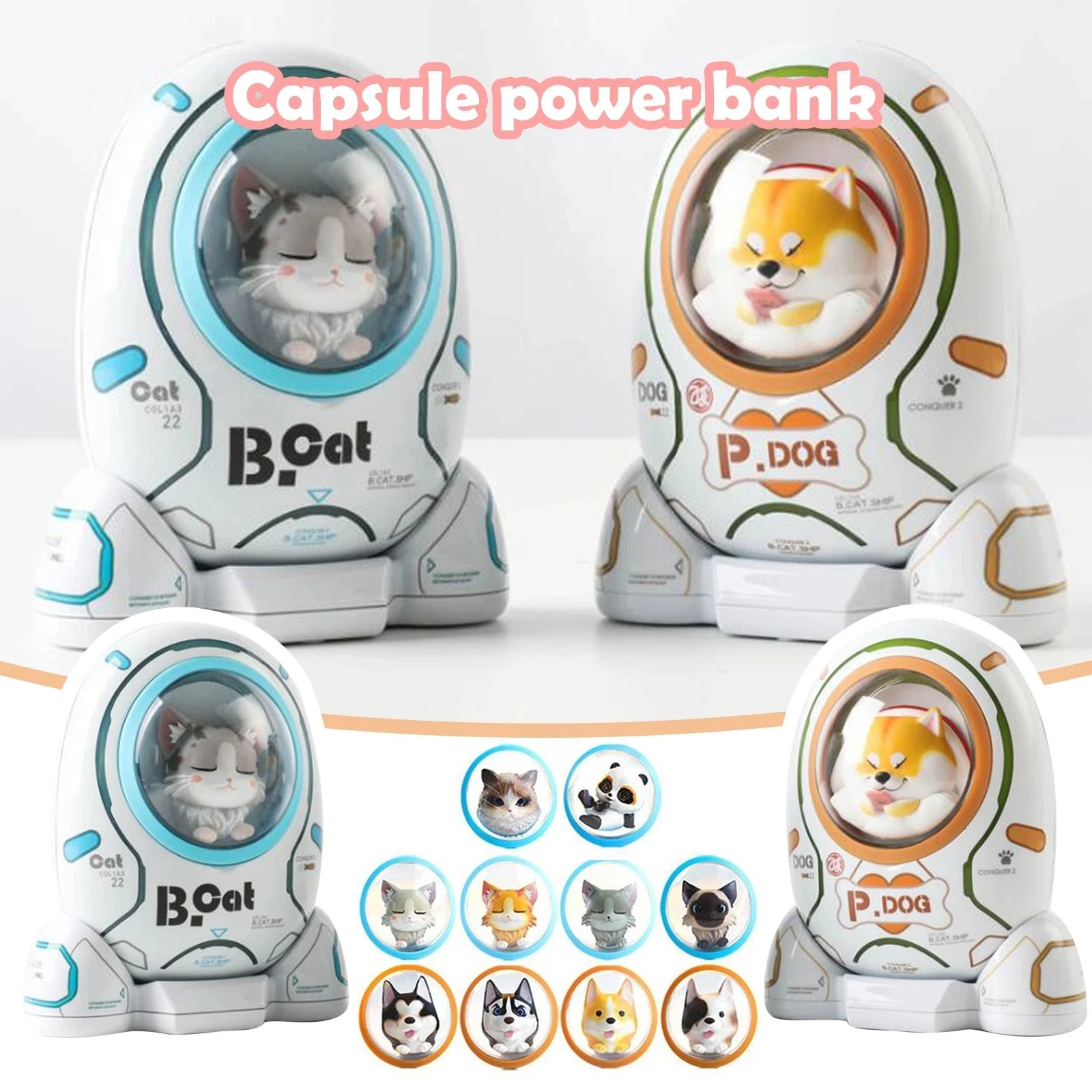 Large-capacity Mobile Phone Mobile Charging Treasure Space Capsule Power Bank Bcat Shiba Lnu Two-dimensional Power Bank