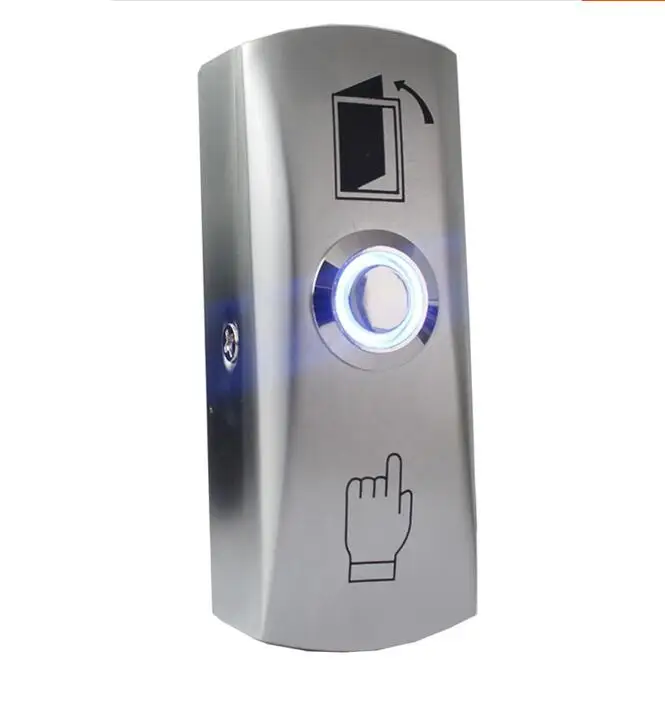 Metal Exit Button With LED Light For Access Control With Bottom Box Door Push Exit Door Release Button Switch