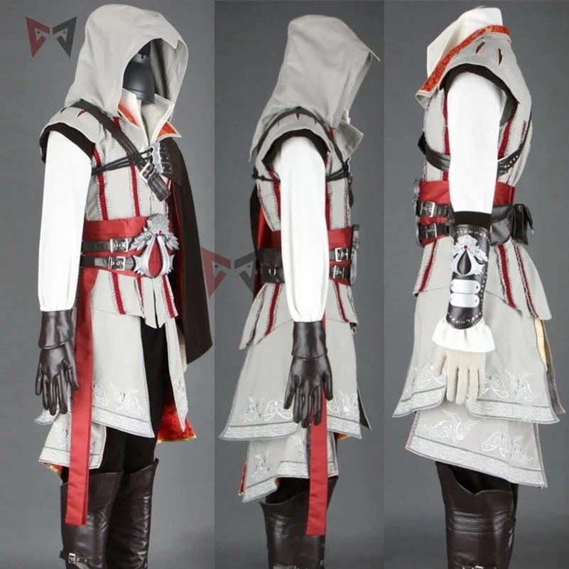 Creed Ezio przebranie na karnawał Assasin Connor sweter spodnie płaszcz akcesoria Halloween zestaw dla mężczyzny kobiety dzieci wykonane na zamówienie