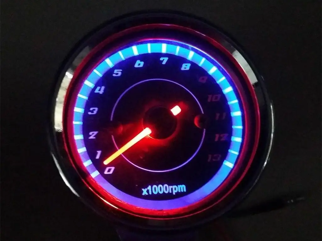 Black Led Motorcycle Tradition Tachometer Tacho Gauge Meter Cafe Racer