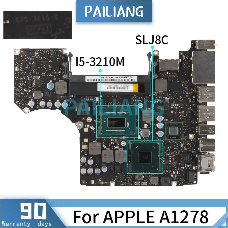 For APPLE A1278 Laptop Motherboard I5-3210M 2012 2.5Ghz SLJ8C DDR3 Notebook Mainboard