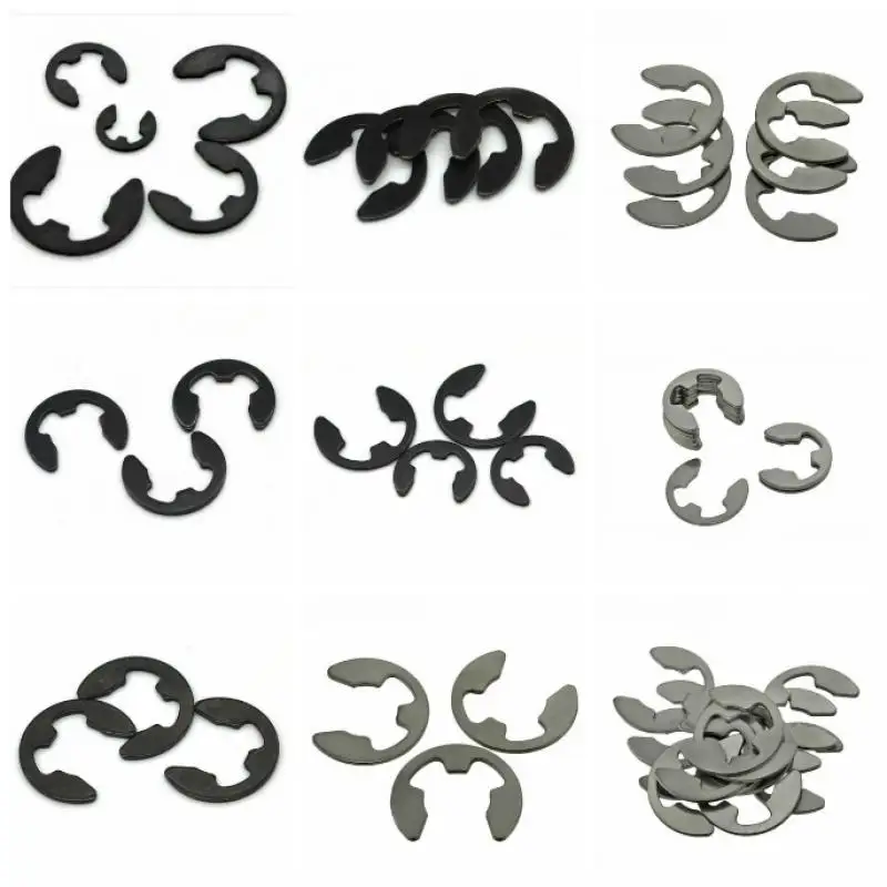 

1.2/1.5/2/2.5/3/3.5/4/5/6/7/8/9/10/12mm 304 Stainless Steel/Black Carbon Steel E Clip Circlip Retaining Ring Washer 50 pcs/bag