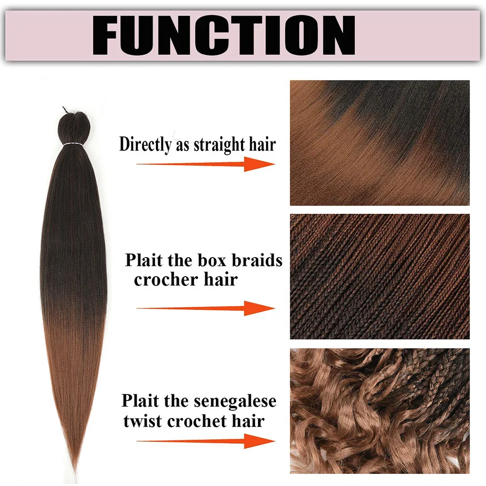 Vorgestrecktes Flechthaar 16/20/22/26/30 Zoll Niedrigtemperatur-Faser Synthetische Haarverlängerungen für Jumbo Crochet Braids – Detail 6