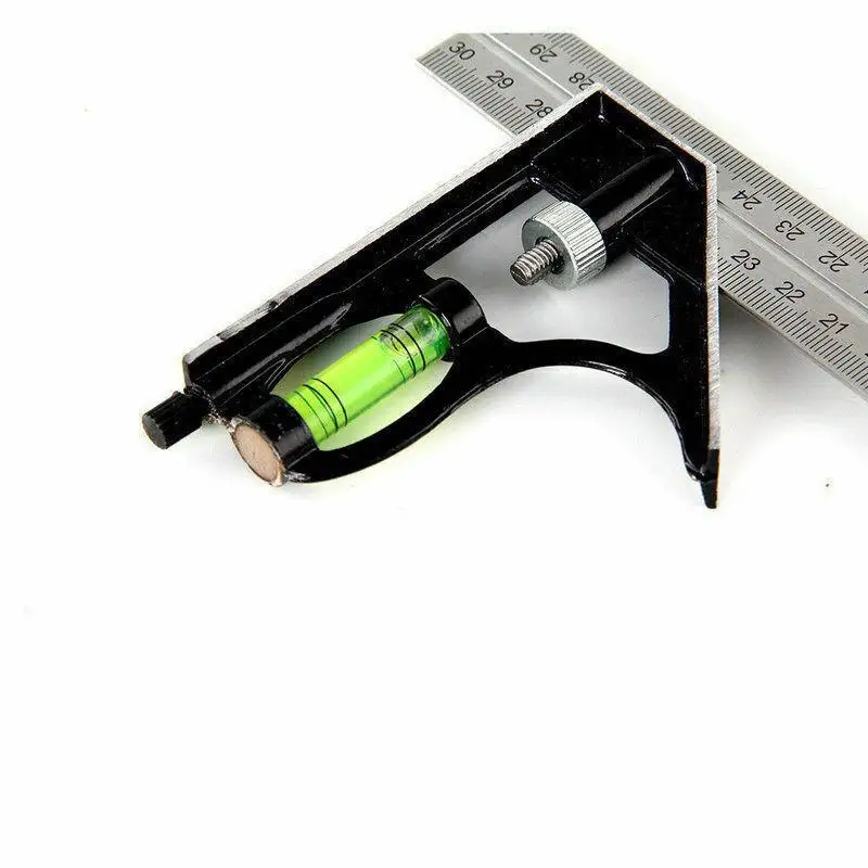 12inch Adjustable Combination Right Angle Ruler 45 / 90 Degree with Bubble Level Gauge Measuring Tools for Woodworking