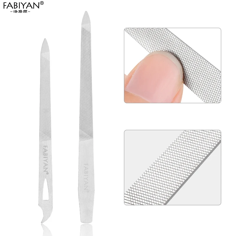 Double Side Nail Art File Buffer Cuticle Pusher Remover Scrub Grinding Stainless Steel UV Gel Polish Tips Manicure Pedicure Tool