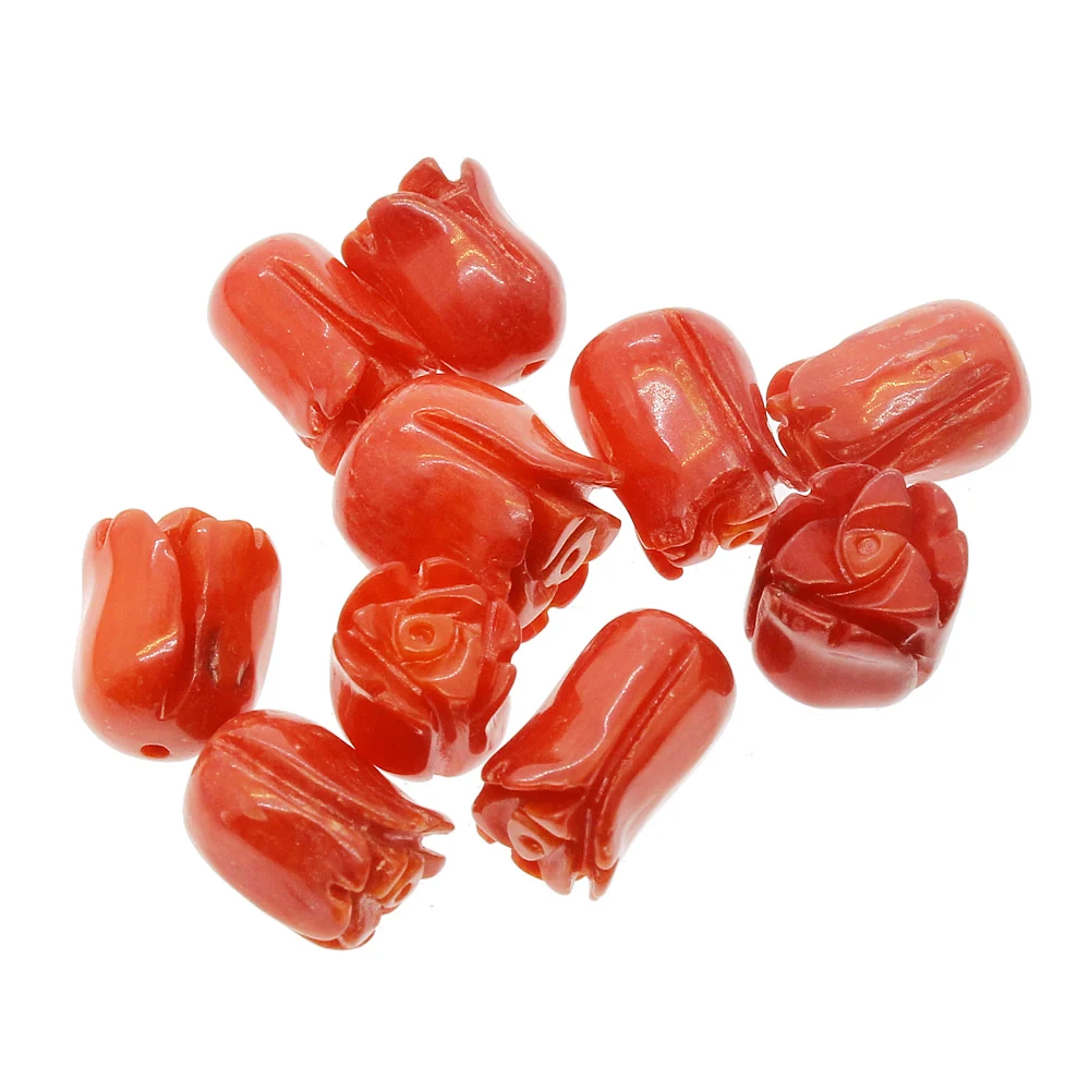 5pcs/bag Natural sea bamboo coral beads Carved red coral beads Used in jewelry making DIY bracelet necklace jewelry accessories