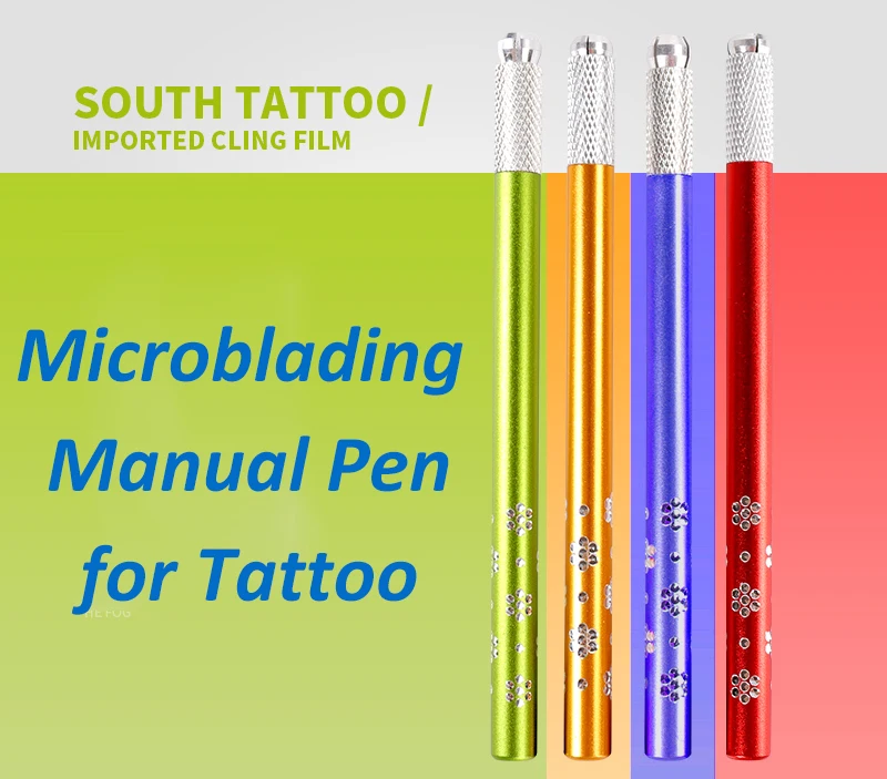 Tebori-pluma de tatuaje manual de maquillaje permanente de acero inoxidable, Pluma de Microblading de alta calidad para cejas, 5 colores, nuevo diseño