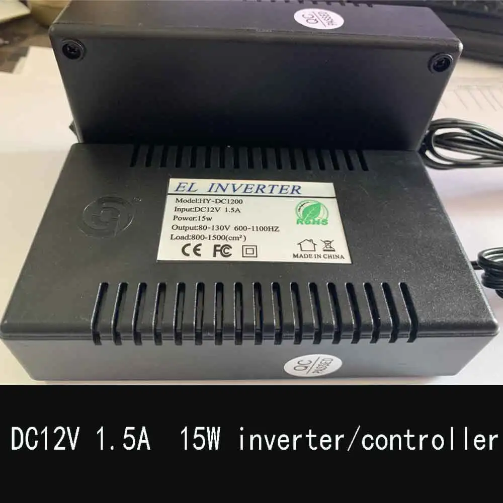 Dimmer Controller 15W DC12V inverter/controller for A4 -A2 EL Backlight 10-100M EL Wire Cable Neon Power Driver Transformer