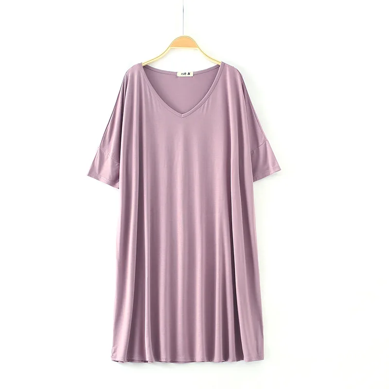 Plus Size 8XL 120kg Women Modal Nightgowns Summer Solid Color Nightshirts Lady Casual Nightdress Women Homedress