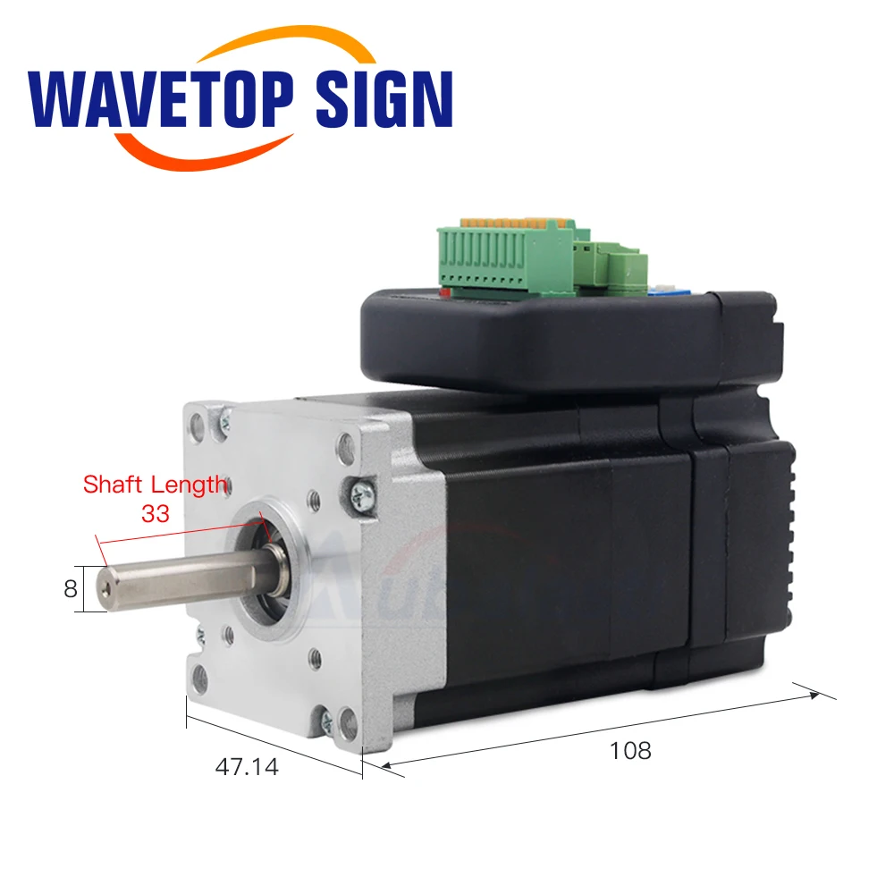 WaveTopSign 미니 서보 모터 및 드라이버, Nema 23 통합 AC 서보 모터, 100W, 0.29N.m, 3000RPM, 3.5A, 36VDC 샤프트, 직경 8mm, 57x76mm