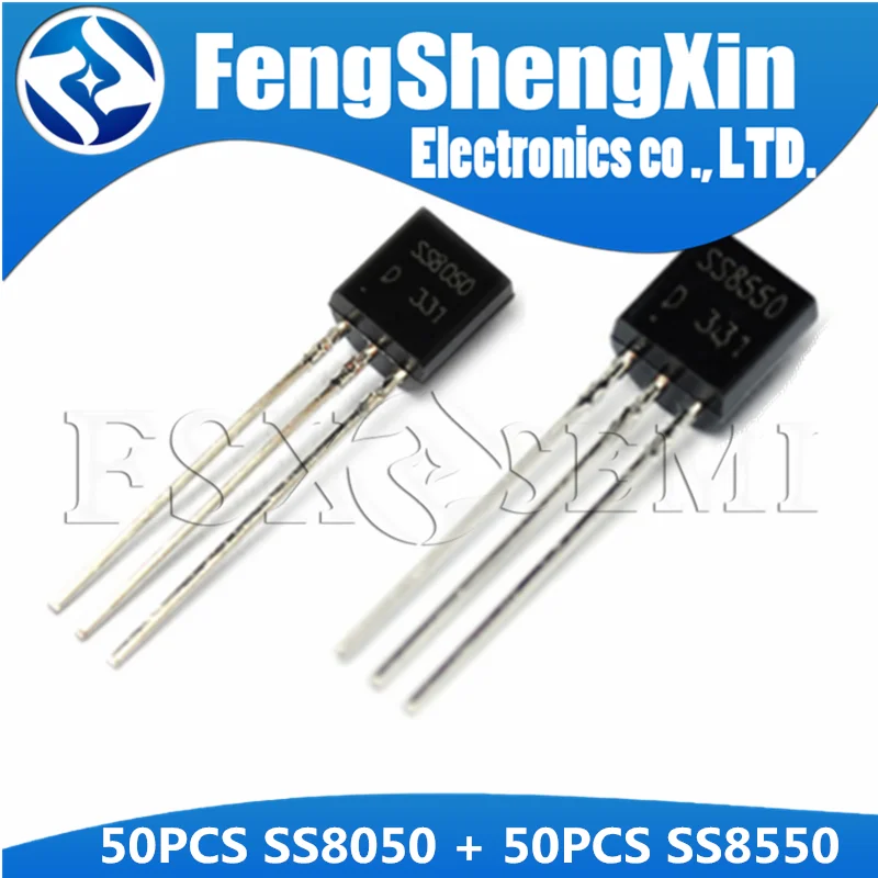 

100pcs 50PCS SS8050 + 50PCS SS8550 TRANSISTOR NPN PNP TO-92 IC