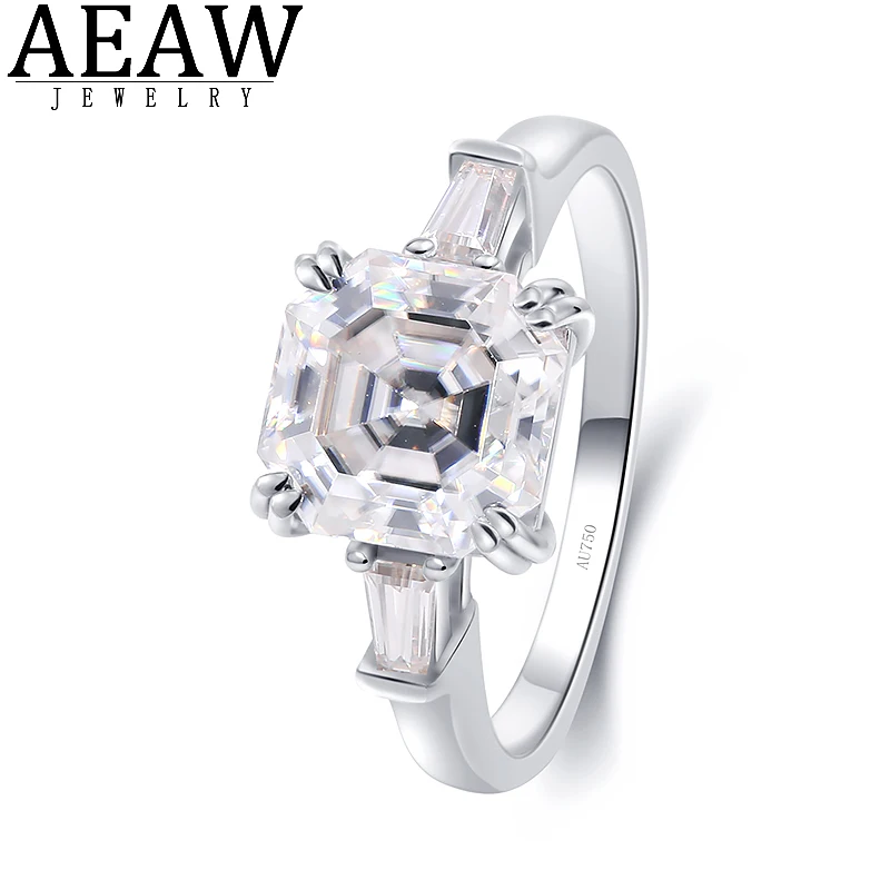 Solid 14k White Gold DEF Color 2.0Carat VS-VVS Asscher Cut CVD HPHT Lab Diamond Rings for Women Engagement IGI