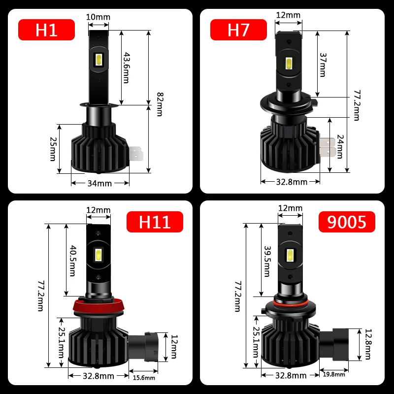 EURS H7 Fari Dell'automobile LED H11 led H1 H8 H9 H10 Mini HA CONDOTTO le luci Fendinebbia Auto Faro 6500K 9005 9006 nessun Errore Canbus HA CONDOTTO LA Lampada Lampadine