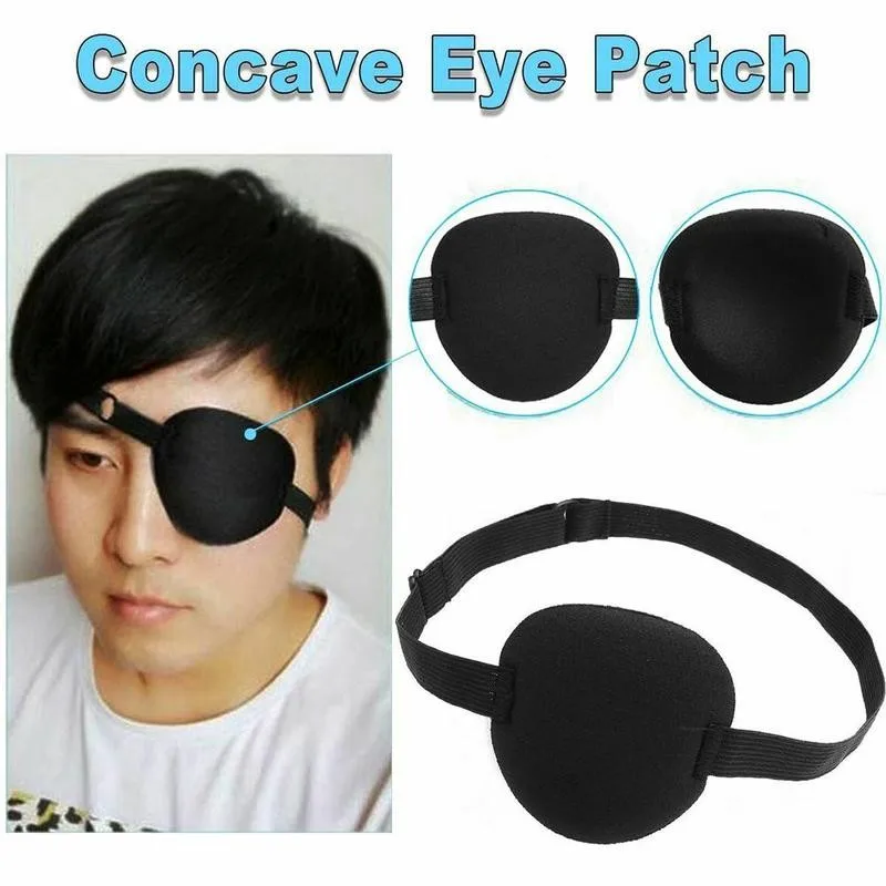 Unisex Pirate Eye Patch Black Single Eye Mask Adjustable Concave Eye Patch Eye Mask Child Pirate Halloween Cosplay Costume Props